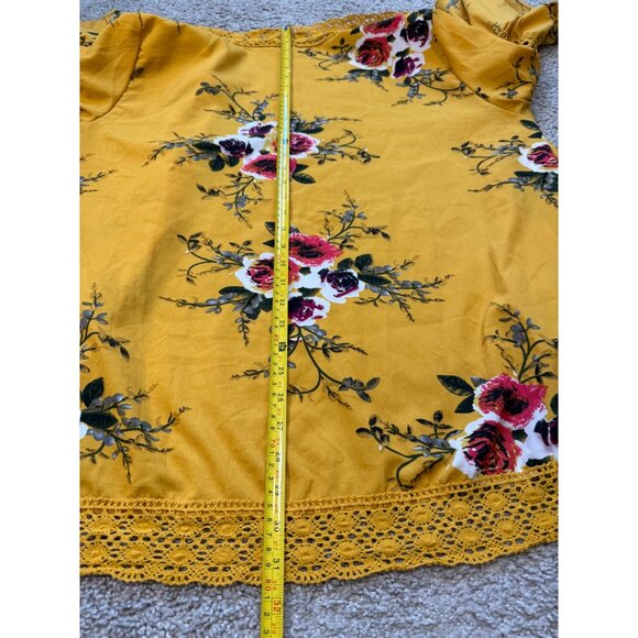 Bohemian Floral Kimono Cardigan 3XL Yellow With Lace Trim Bell Sleeves Boho Bold - Picture 5 of 8